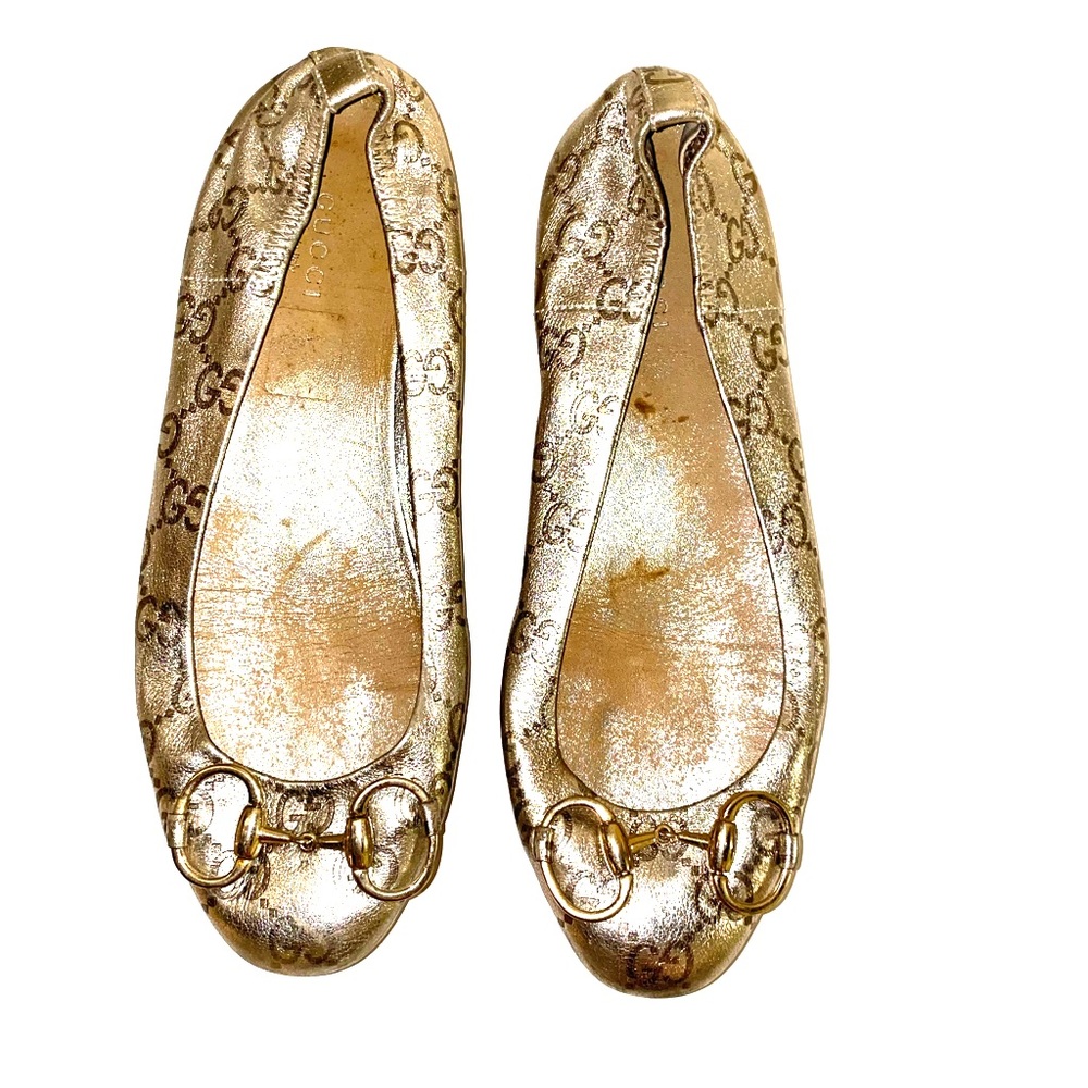 GUCCI LEATHER HORSE-BIT FLATS SIZE 7,5